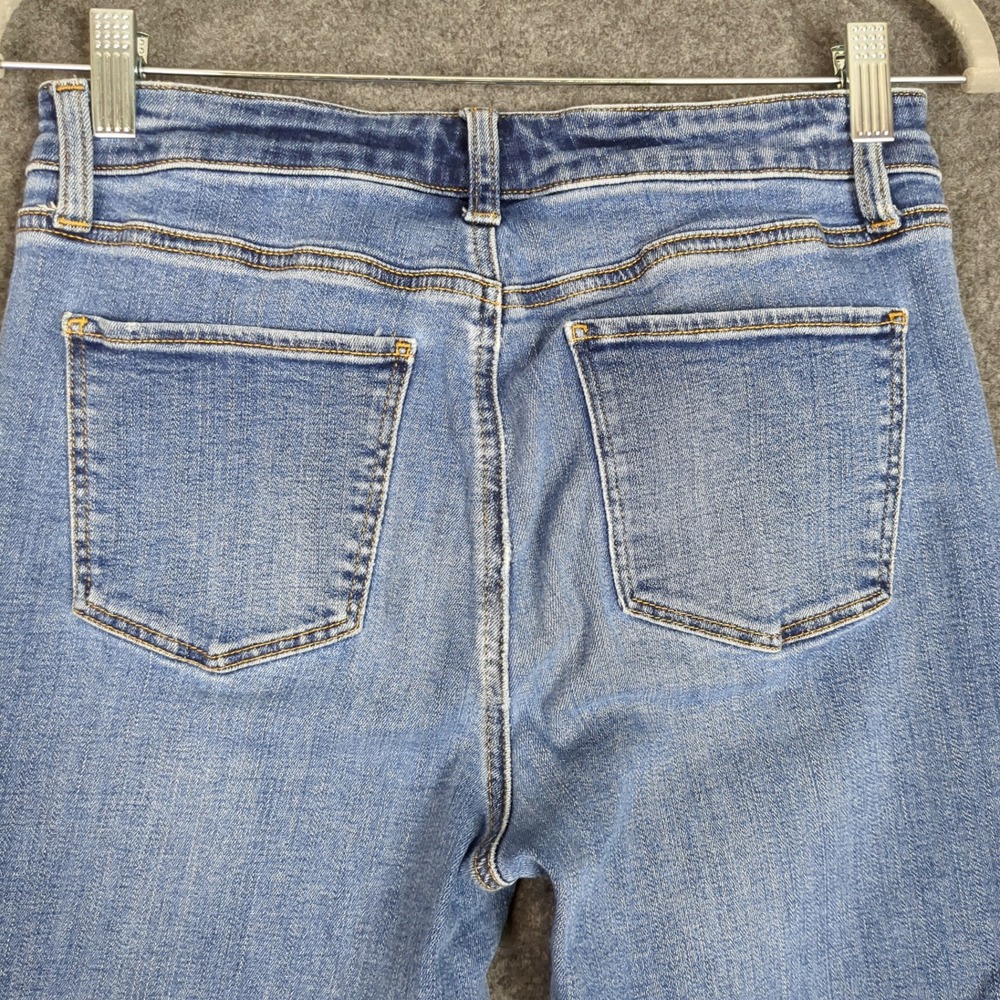 Talbots Slim Ankle Jean Womens 4 Blue Medium Wash Frayed Raw Hem Denim Mid Rise - Picture 8 of 15